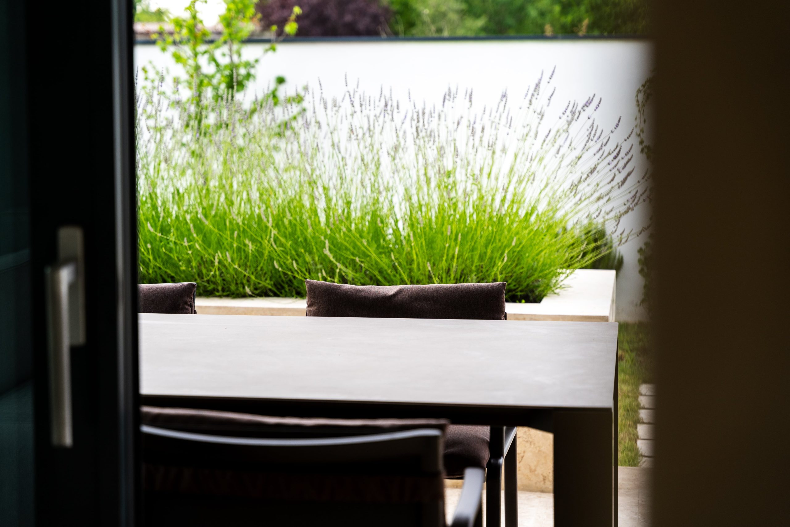 Imagine din interior spre terasa exterior